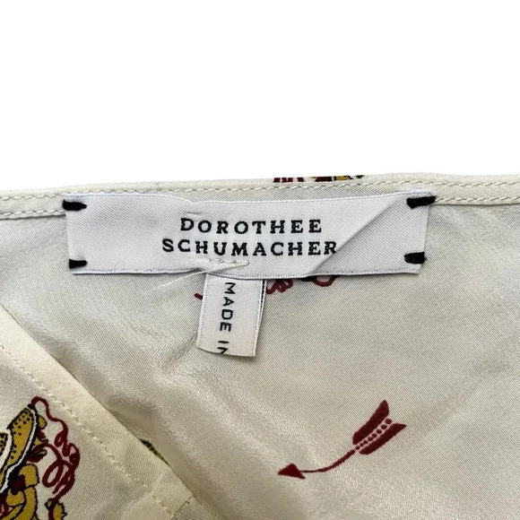 Dorothee Schumacher Silk Flutter Sleeve Blouse Cream Burgundy Trim Size 1 XS - Picture 11 of 14